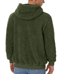Sweat-shirt à capuche zippé en polaire vert pour homme, vêtement d'hiver décontracté, coupe classique, veste en sherpa - Product Image 3