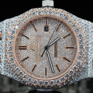 Reloj de Diamantes Moissanite VVS de Doble Tono Estilo Hip Hop de la Mejor Calidad, Personalizado, con Incrustaciones de Diamantes Blancos, Aleación de Oro Rosa, Mecánico, Precio al por Mayor - Product Image 4