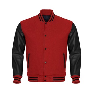 Wholesale Premium PU Leather Sleeve <b>Vintage</b> Reversible Canvas Waterproof Stand Collar Baseball Bomber <b>Varsity</b> <b>Jacket</b> for Men's - Product Image 1