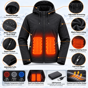 Custom USB Heated <b>Jacket</b> Battery Powered <b>Smart</b> Temperature Control Winter Outdoor Hooded <b>Jacket</b> Men <b>Women</b> OEM - Product Image 6