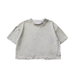 เสื้อยืดผู้ชายสไตล์วินเทจปักลาย ล้างสีแบบแอซิดวอช สตรีทแวร์ ผ้าฝ้าย 100% พร้อมโลโก้แบบกำหนดเอง เสื้อยืดผู้ชายไซส์ใหญ่ - Product Image 3