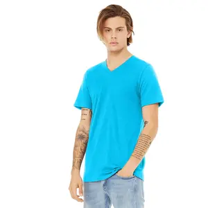 Bella Vải Triblend Neon Màu Xanh V Cổ Tee Tùy Chỉnh 50% Polyester 25% Cotton 25% Rayon T-Shirts 4.3Oz Thoáng Khí Unisex T Áo Sơ Mi