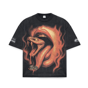 เสื้อยืดโอเวอร์ไซส์ผู้ชายลายหัวกะโหลกพิมพ์ลายสุดเท่ สไตล์สตรีทแวร์ คอกลม แขนสั้น ผ้าคอตตอนเจอร์ซีย์ ทรงดรอปไหล่ - Product Image 5