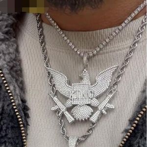 King Eagle Unique Iced Hip Hop Style 925 Sterling Silver Simulated Moissanite Brilliant Cut Diamond Pendant 14K Gold Charm - Product Image 2