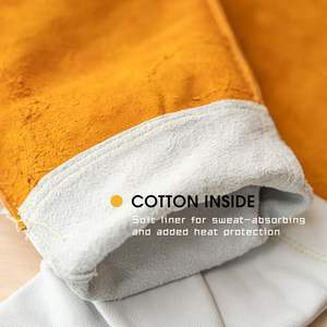 Gants TIG en cuir de chèvre de qualité supérieure, manchette en cuir de vachette pleine fleur avec doublure douce, haute dextérité - Product Image 4