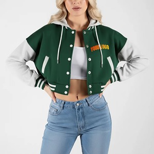 100% High Quality Custom Color Women's Winter <b>Quilted</b> Varsity Jacket with Cow Skin Trim Cotton Filled Breathable & Eco-Friendly - Product Image 1