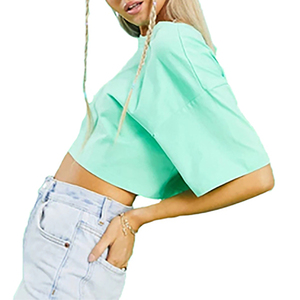 Últimos Diseños Personalizados de Alta Calidad, Camisetas Cortas de Algodón Transpirable para Mujer, Venta al por Mayor a Bajo Precio, Camisetas Cortas para Mujer - Product Image 6