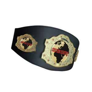 Custom Championship Belt with Gold Globe Emblems and Custom Text Premium Quality Leather Title Belt for Sports - Product Image 6