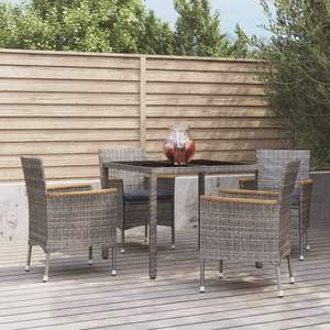 Ensemble de 4 ensembles de salle à manger de jardin gris pour patio - Product Image 1