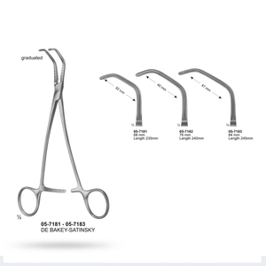 Pinza de Oclusión Tangencial Atraumática DeBakey Satinsky de 240 mm |   Instrumento Quirúrgico Cardiovascular |   Acero Inoxidable - Product Image 1