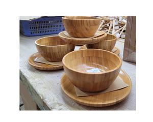 Ensemble de vaisselle en bambou naturel/Saladier rond en bois de bambou de haute qualité pour fruits légumes collations maison hôtel restaurant fête - Product Image 3
