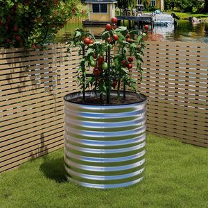 Jardineras Elevadas Galvanizadas, Macetas Circulares Grandes de Metal para Exteriores, Camas de Jardín Elevadas Ecológicas y Duraderas para Vegetales, Regalo de Inauguración - Product Image 6