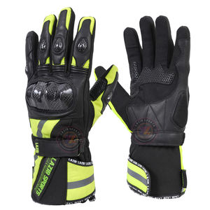 Gants de moto longs imperméables en cuir et textile avec logo personnalisé, panneaux réfléchissants, doublure thermique et paume renforcée pour motards - Product Image 3