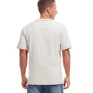 T-shirt blanc en coton pour hommes, col rond, manches courtes, coupe régulière, couleur unie, respirant, décontracté - Product Image 5