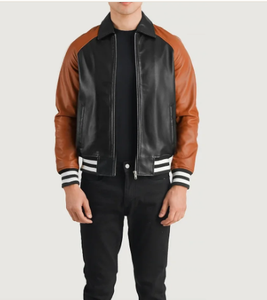 Chaqueta Bomber Varsity Negra y Marrón SBEA IMPEX para Hombre, Invierno, Logotipo Personalizado, Transpirable, Fabricante OEM al por Mayor - Product Image 1