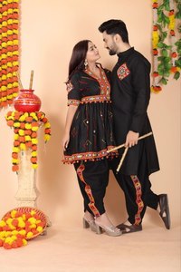 <b>Black</b> Cotton Kurta <b>Pajama</b> <b>Set</b> Ethnic Indian Pakistani Clothing Fancy Work Party Wear for Wedding and Festival - Product Image 1