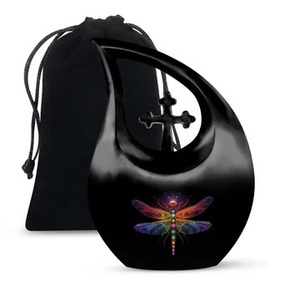 Hot Selling Blue Tear Drop Zik Zak Muster Einäscherung Adult Urn Dekorative Large Cross Funeral Urn für menschliche Asche mit Free Bag - Product Image 2