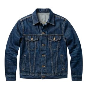 Men Dark Blue Breathable 100% Cotton Classic <b>Denim</b> <b>Jacket</b> Heavyweight Button Up Casual Jean Coat High Quality <b>Jackets</b> - Product Image 1