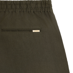 Shorts de loisirs unisexe en lin italien de qualité supérieure, taille mi-haute, braguette boutonnée, pour la gym et la course, style resort de luxe, personnalisable OEM, léger et respirant - Product Image 3
