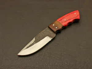 Cuchillo de Caza y Camping EDC de Hoja Fija Forjado a Mano en Acero al Carbono con Acabado Bicolor, Mango Bicolor y Funda de Cuero - Directo de Fábrica - Product Image 3