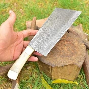 Couteau à découper en acier de Damas avec manche en os, couteau de cuisine professionnel fait à la main - Product Image 2