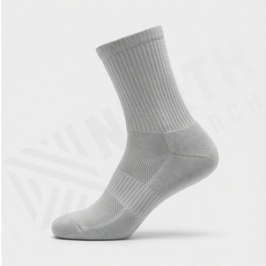 Crew <b>Socks</b> Solid Gray Knitted Breathable Daily Casual Wear Adult Regular Fit - Product Image 3