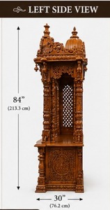 Fabricante de Templos de Madera de Teca en India, Templo de Madera Tallada de Diseño, Templo Marrón con Cúpula para el Hogar - Product Image 4