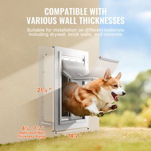 Porte pour chien en métal résistante aux intempéries de 14,25 po x 21,1 po avec système à 3 volets et serrure, installation facile pour une utilisation intérieure et extérieure - Product Image 4