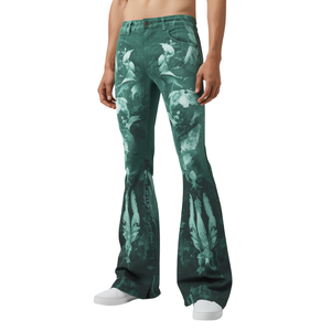 Creative Graphic <b>Men's</b> <b>Flare</b> Pants with Pulse Artwork and Modern Wide Leg Fashion Construction - Product Image 1