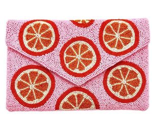 Beaded Bohemian Clutch Bag Pink Gold Purple Pattern Flap Closure All Seasons Women's <b>Mini</b> Bag - Product Image 1