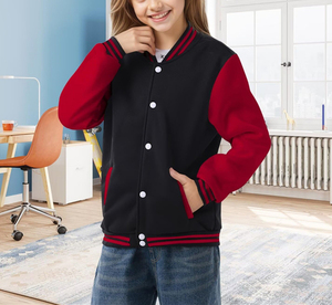 Veste unisexe en coton et polyester, vêtements d'extérieur scolaires unisexes, uniforme sportif pour garçons et filles, veste de l'équipe de varsity pour enfants - Product Image 6
