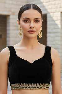 Sari en tissu sergé doux pour occasions spéciales avec broderie de sequins Jari Dori et bordure en dentelle de velours fantaisie - Product Image 4