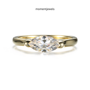 Platinum Plated 925 Sterling <b>Silver</b> Marquise Cut High Carbon Diamond Classic Prong Set <b>Solitaire</b> Wedding Engagement <b>Ring</b> - Product Image 1