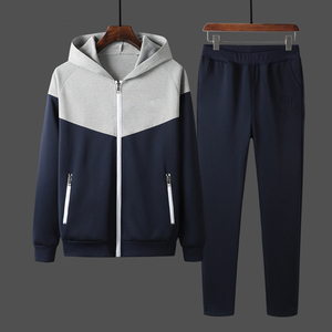 Survêtement unisexe à capuche avec blocs de couleur, fermeture éclair sur toute la longueur, poches latérales, coupe classique, vêtements de sport décontractés pour l'automne - Product Image 6