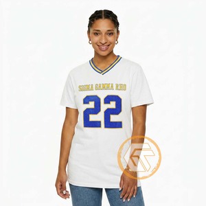 T-shirt personnalisé pour femmes GREEK TREASURES Sigma Gamma Rho, vêtements de sororité, été, écologique, anti-rétrécissement, 100% coton, col en V - Product Image 4