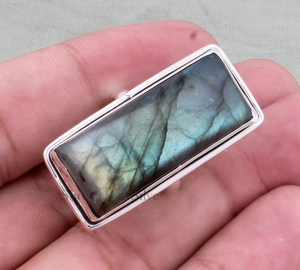 Bague en labradorite bleue feu, argent sterling 925, bijoux en pierre précieuse labradorite, bague unisexe pour mariage - Product Image 2