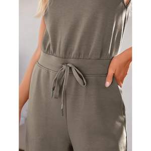 2025 monos informales sin mangas para mujer, trajes elegantes de verano con pantalones de pierna ancha, peleles de moda, ropa - Product Image 5