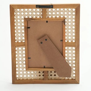 Handmade Rustic Wooden Photo <b>Frame</b> Rectangular Tabletop Decor Natural <b>Wood</b> Seagrass Weave Pattern Vertical Orientation - Product Image 5