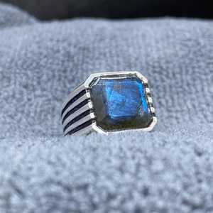 Blue Labradorite Signet <b>Ring</b> Victorian Handmade 925 Sterling Silver <b>Mens</b> Jewelry Luxury Gift <b>For</b> Him - Product Image 3