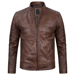 Chaqueta de Cuero para Motociclista de Invierno para Hombre, con Cuello Alto y Logotipo Frontal, Último Diseño para Uso Casual, OEM, Calidad Premium - Product Image 1