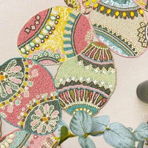 Chemin de table en tissu oriental fait main, forme personnalisée, motif floral turquoise, style luxueux, écologique, durable, tapis et sous-plats ajustables - Product Image 3