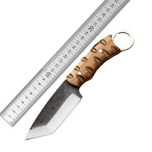 Cuchillo de caza de acero de Damasco hecho a mano con mango de madera de pakka, con funda, hoja fija, personalizable, OEM, táctico de supervivencia. - Product Image 6