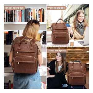 Mochila de Cuero 100% Genuino, Diseño Minimalista, Cierre de Cremallera, Unisex, para Portátil, con Correas de Hombro, Resistente, 20-39 Litros - Product Image 3