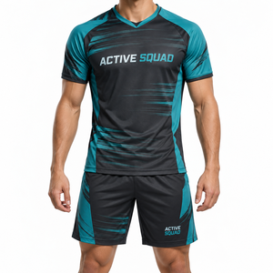 Uniforme de Voleibol Sublimado Geométrico Negro y Rosa Real Personalizado a Precio de Fábrica, Uniforme Ligero para Hombre - Product Image 1