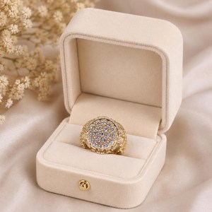 <b>Men</b> Halo Signet <b>Ring</b> Round Brilliant Cut Lab Grown 1.96CT Diamond 10k 14k 18k Solid Gold Wedding Band Gift <b>for</b> Him Fine Jewelry - Product Image 3
