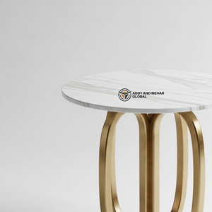 Luxury Industrial <b>Round</b> White Top <b>Stool</b> with Gold Stainless Steel Base Modern Decorative Side Table for School and Hotel Use - Product Image 3