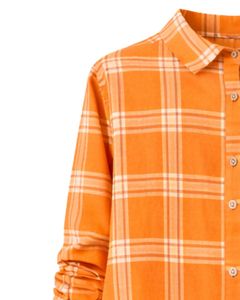 Vestido Camisero Largo a Cuadros Naranja para Mujer, Estilo Casual, con Botones, Manga Larga, Personalizable, Venta al Por Mayor - Product Image 4