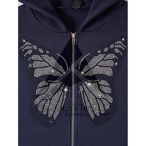 เสื้อฮู้ดผู้ชายประดับเพชร ซิปเต็มตัว ทรงโอเวอร์ไซส์ ไซส์พลัส ผ้าหนา ทรงหลวมไหล่ตก สไตล์บ็อกซี่ กระบวนการผลิตระดับพรีเมียม Impex - Product Image 5