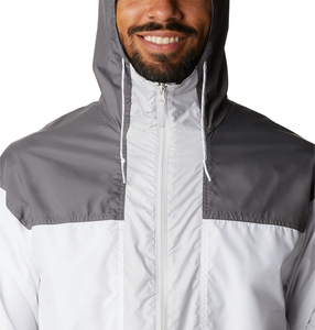 Men's Windproof Hooded Quarter-Zip <b>Jacket</b> Color Blocking White Gray Casual Spring Outerwear - Product Image 4