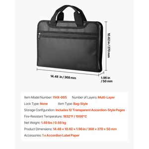 Borsa Portadocumenti Ignifuga Professionale 1832F, Organizzatore di Sicurezza Portatile Multistrato Impermeabile e Isolato - Product Image 4